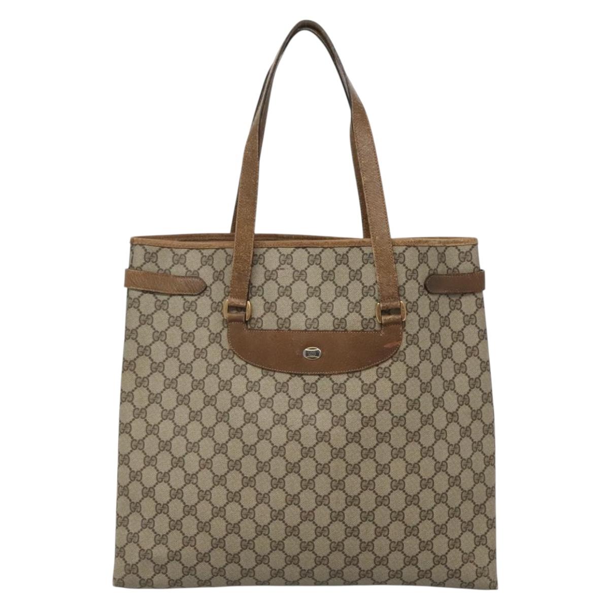 GUCCI GG Supreme Tote Bag PVC Beige Gold 39 02 061 Auth gh588