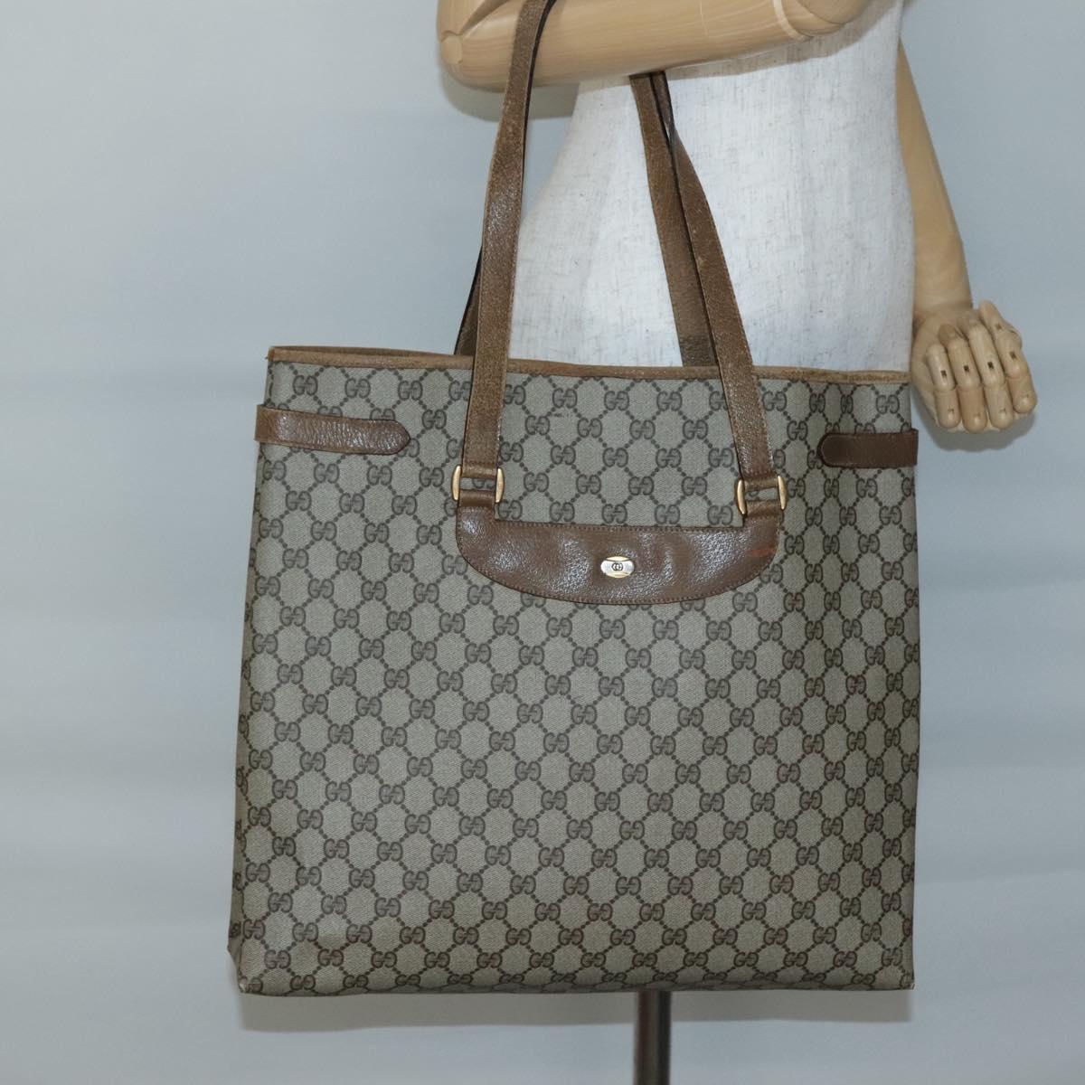 GUCCI GG Supreme Tote Bag PVC Beige Gold 39 02 061 Auth gh588