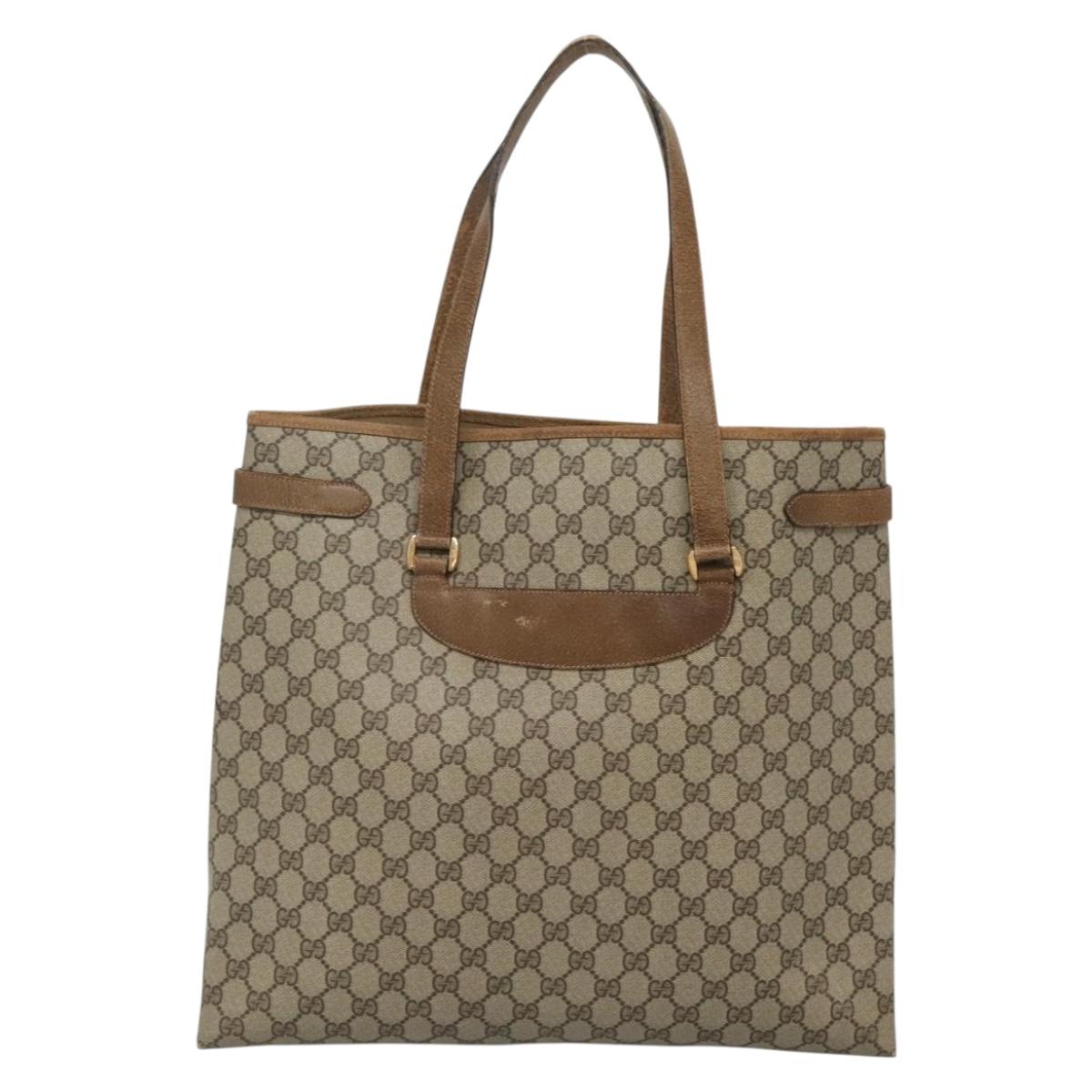 GUCCI GG Supreme Tote Bag PVC Beige Gold 39 02 061 Auth gh588
