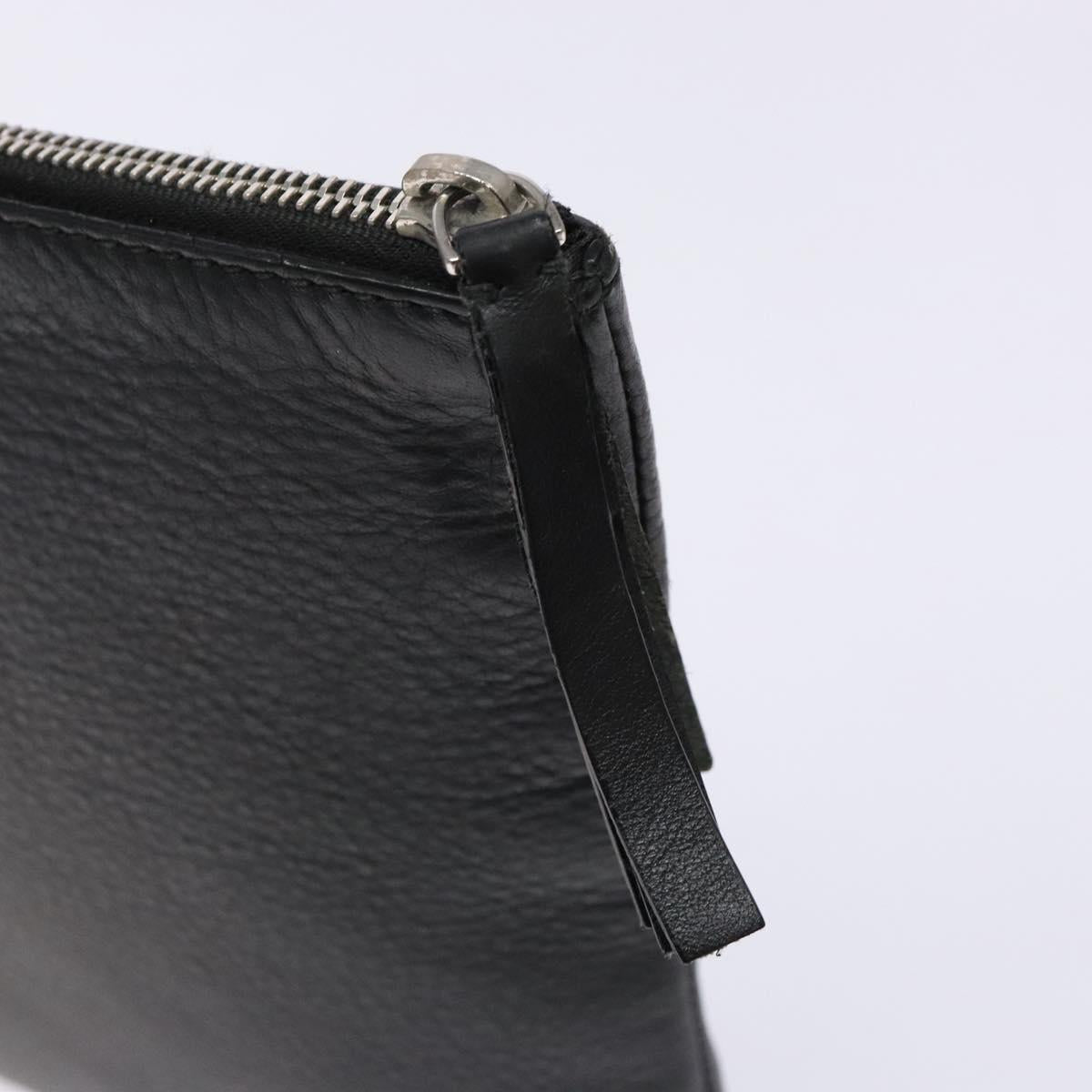 BALENCIAGA Clutch Bag Leather Black Silver 485110 Auth gh590