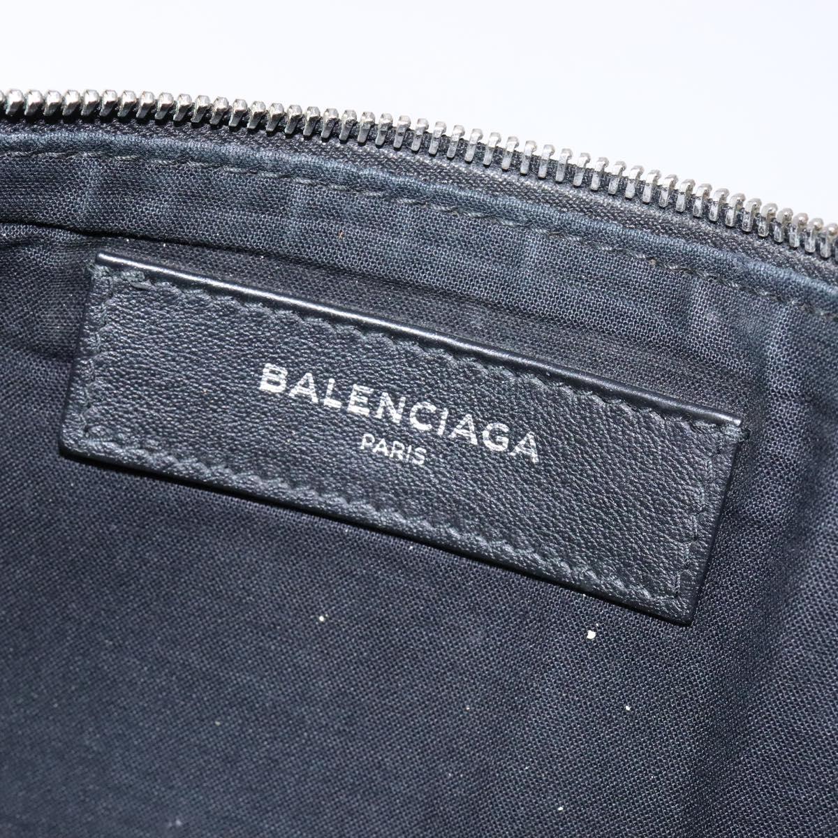 BALENCIAGA Clutch Bag Leather Black Silver 485110 Auth gh590