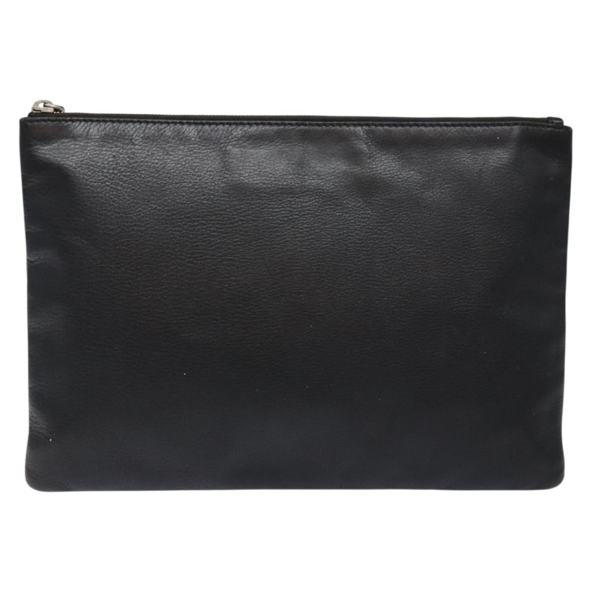 BALENCIAGA Clutch Bag Leather Black Silver 485110 Auth gh590
