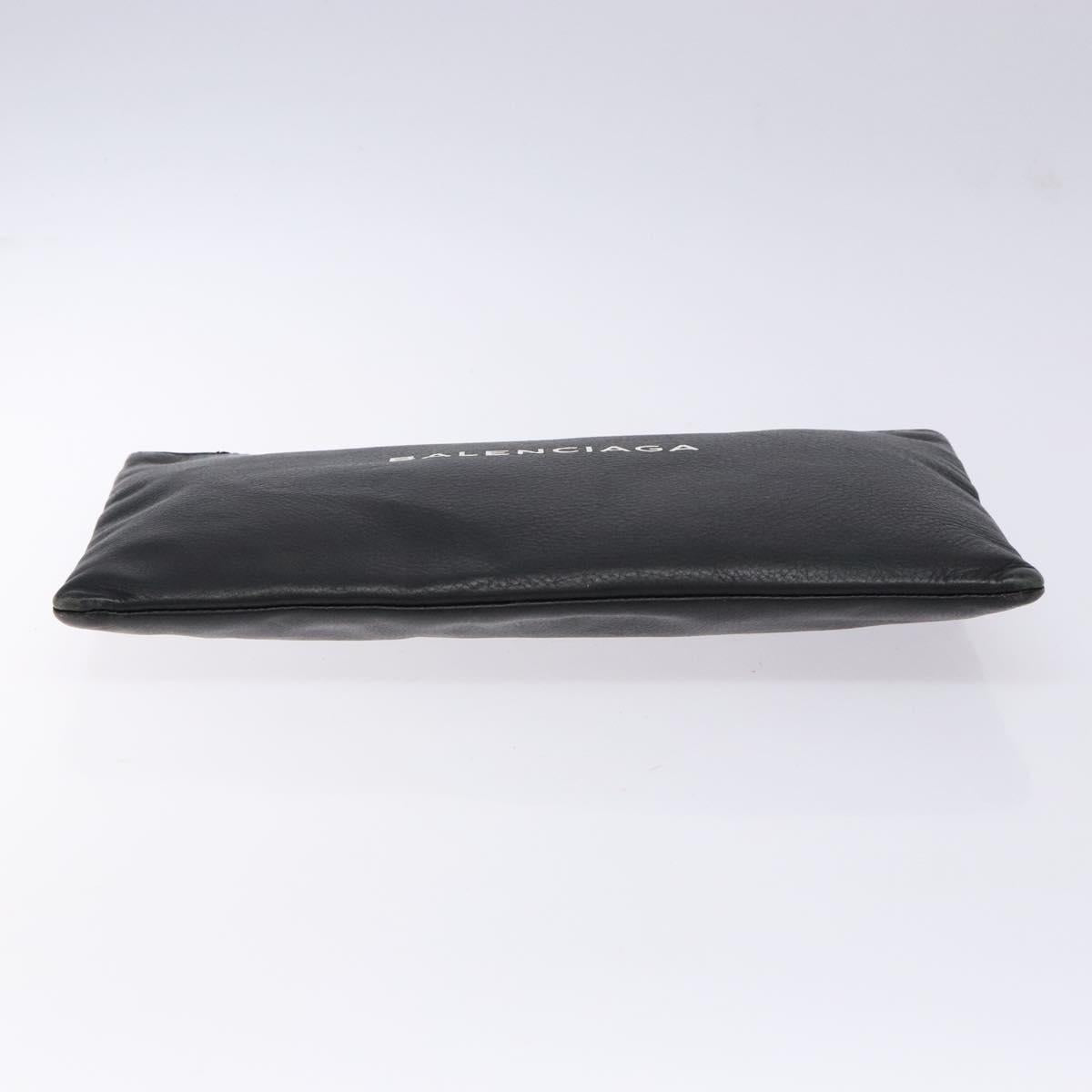 BALENCIAGA Clutch Bag Leather Black Silver 485110 Auth gh590