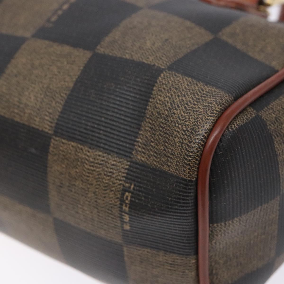 FENDI Pecan Canvas Hand Bag Black Brown Auth gh591