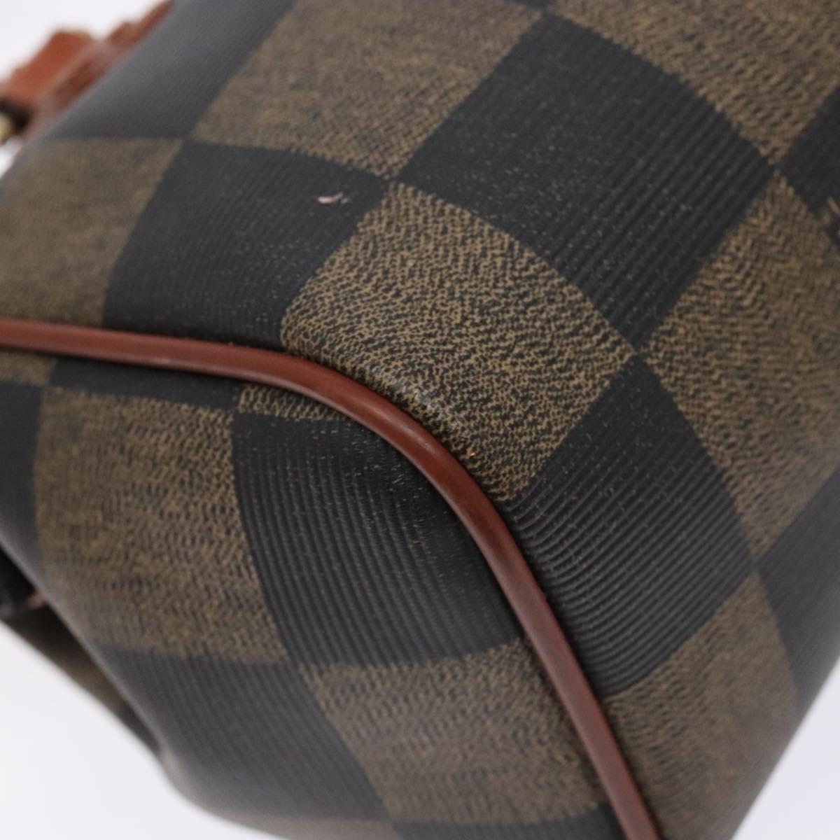FENDI Pecan Canvas Hand Bag Black Brown Auth gh591