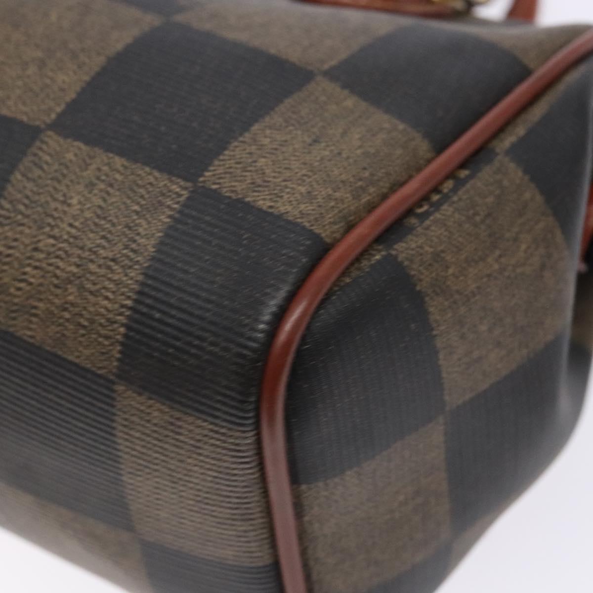 FENDI Pecan Canvas Hand Bag Black Brown Auth gh591