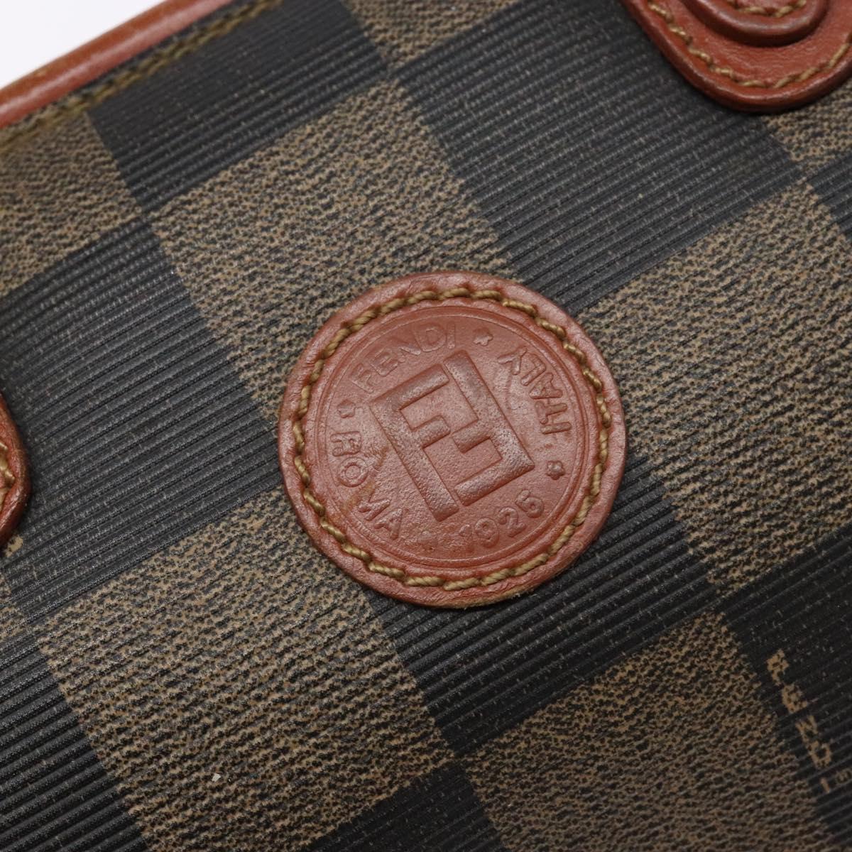 FENDI Pecan Canvas Hand Bag Black Brown Auth gh591