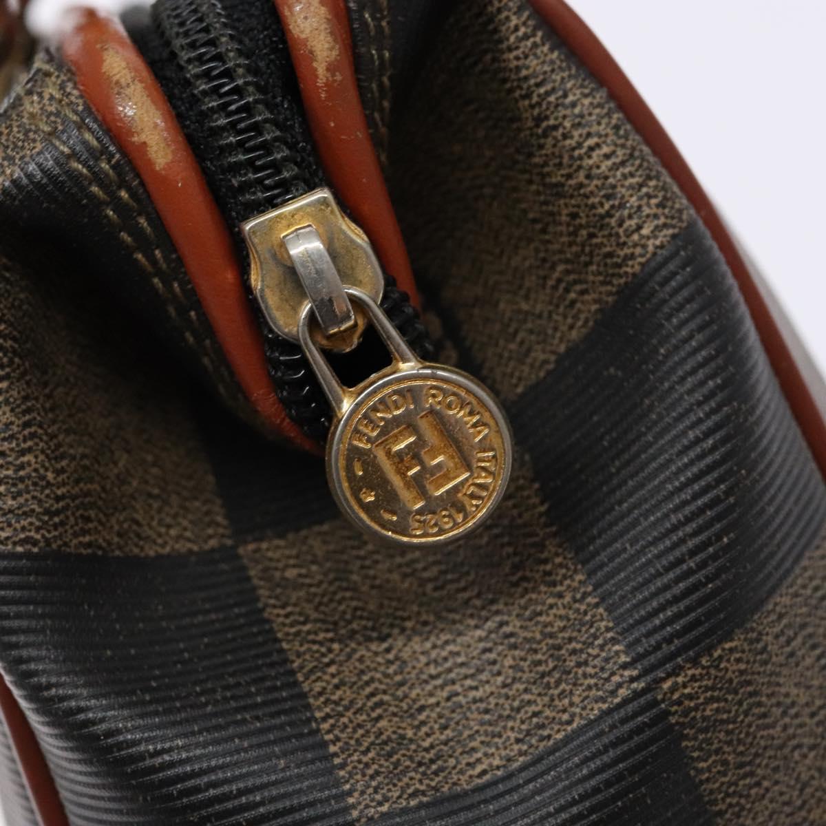 FENDI Pecan Canvas Hand Bag Black Brown Auth gh591