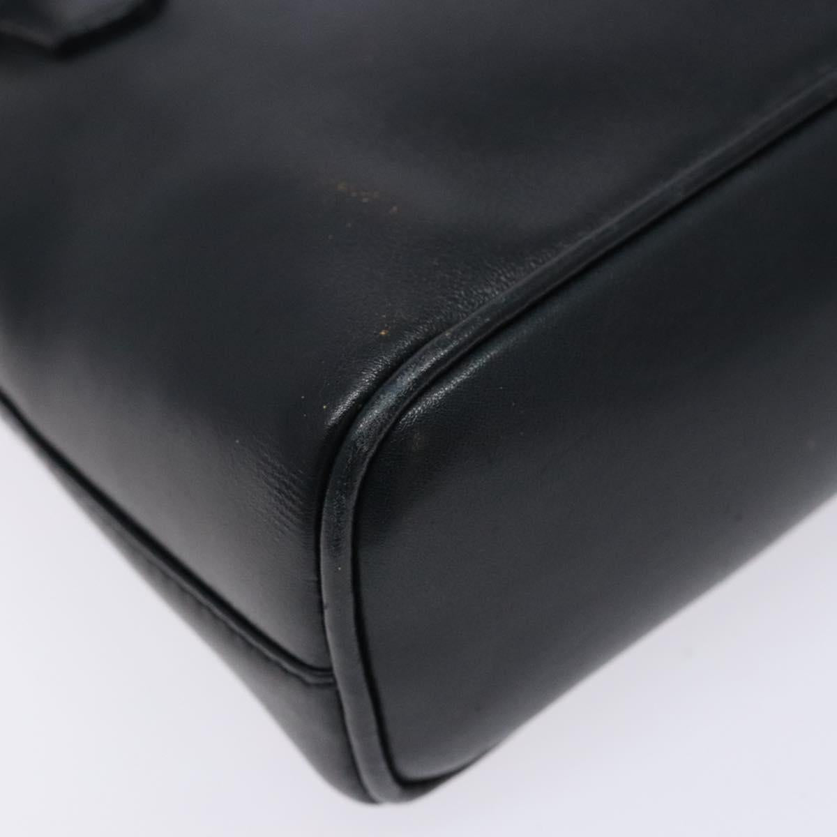 GUCCI Bamboo Hand Bag Leather 2way Black Gold 007 2032 0231 Auth gh595