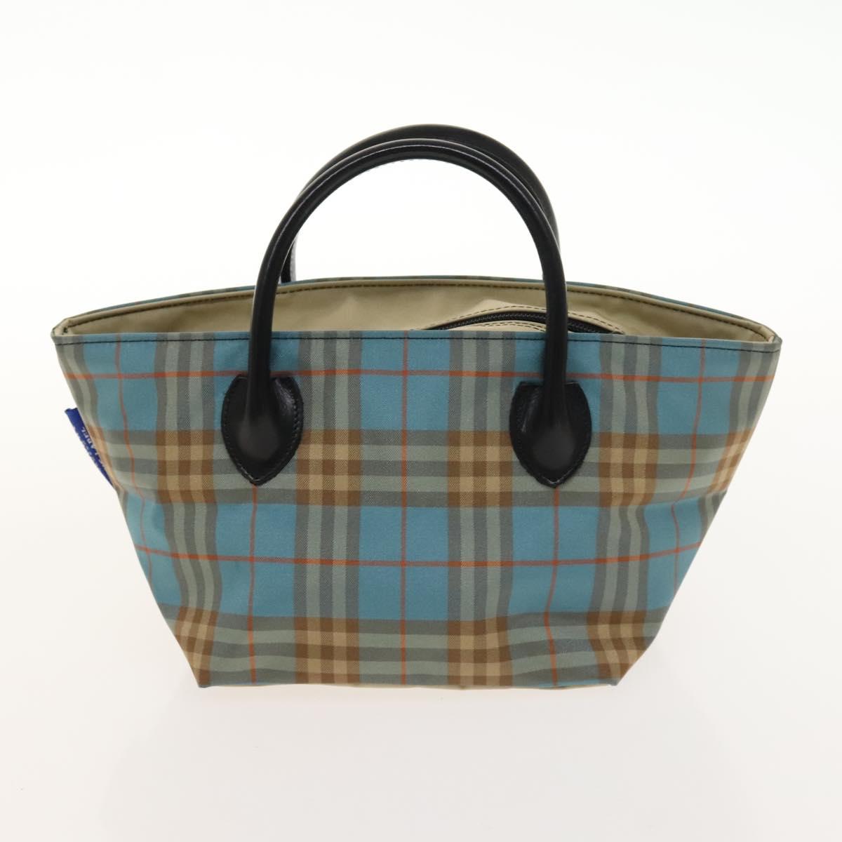 BURBERRY Nova Check Hand Bag Nylon 2Set Black Blue Auth gh596