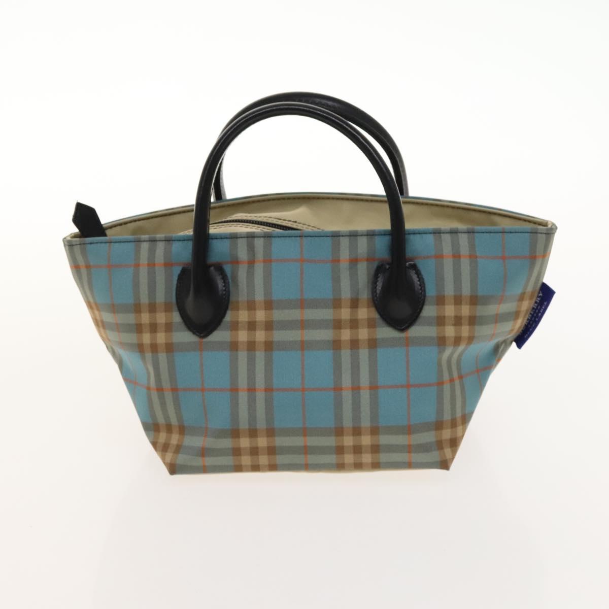 BURBERRY Nova Check Hand Bag Nylon 2Set Black Blue Auth gh596