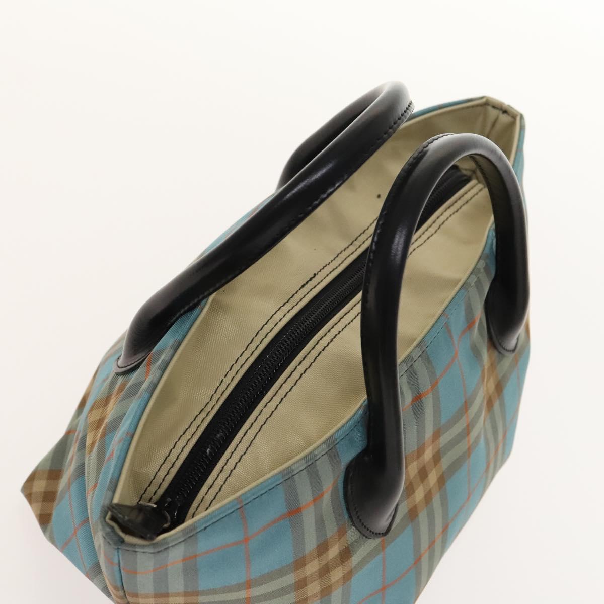 BURBERRY Nova Check Hand Bag Nylon 2Set Black Blue Auth gh596