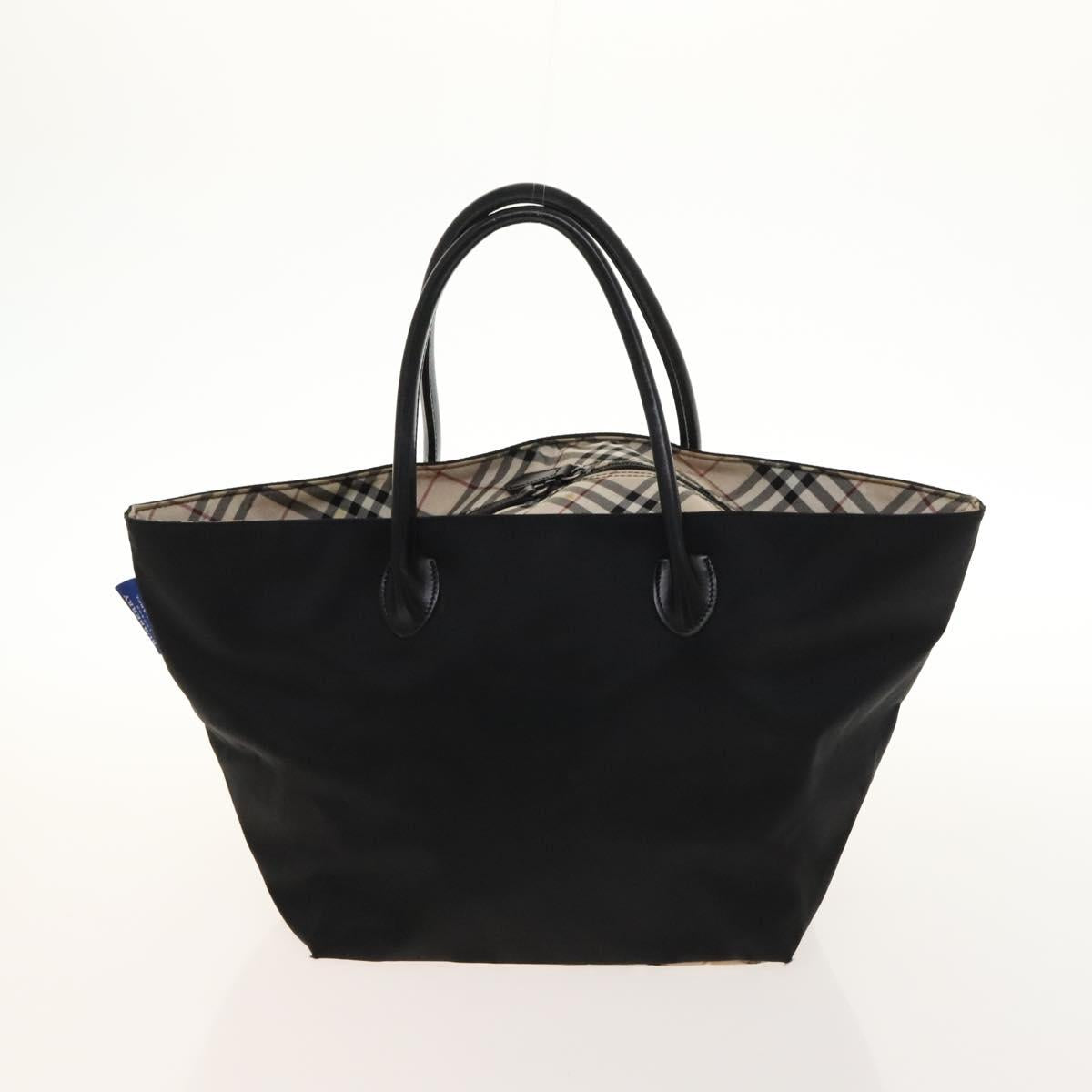 BURBERRY Nova Check Hand Bag Nylon 2Set Black Blue Auth gh596