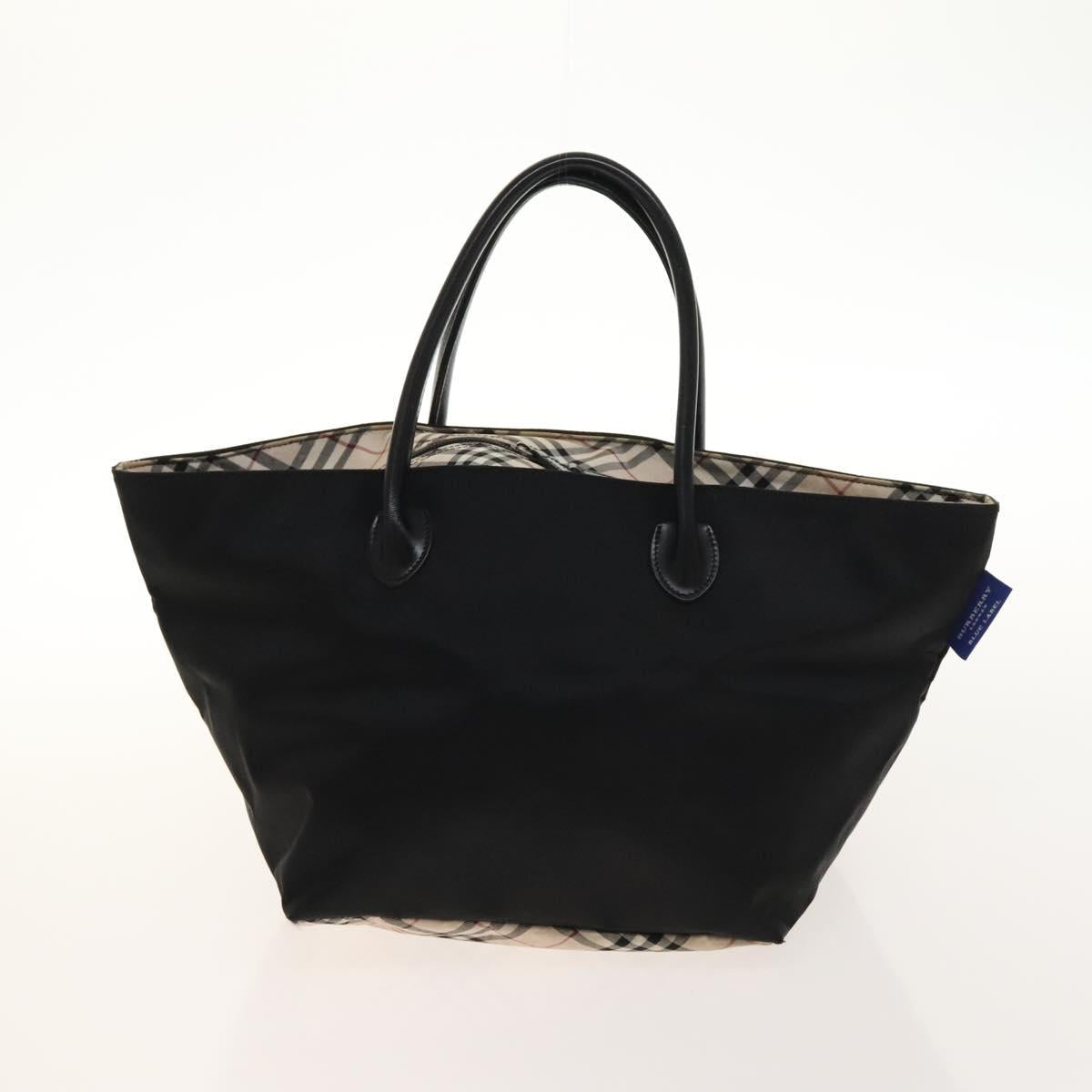 BURBERRY Nova Check Hand Bag Nylon 2Set Black Blue Auth gh596