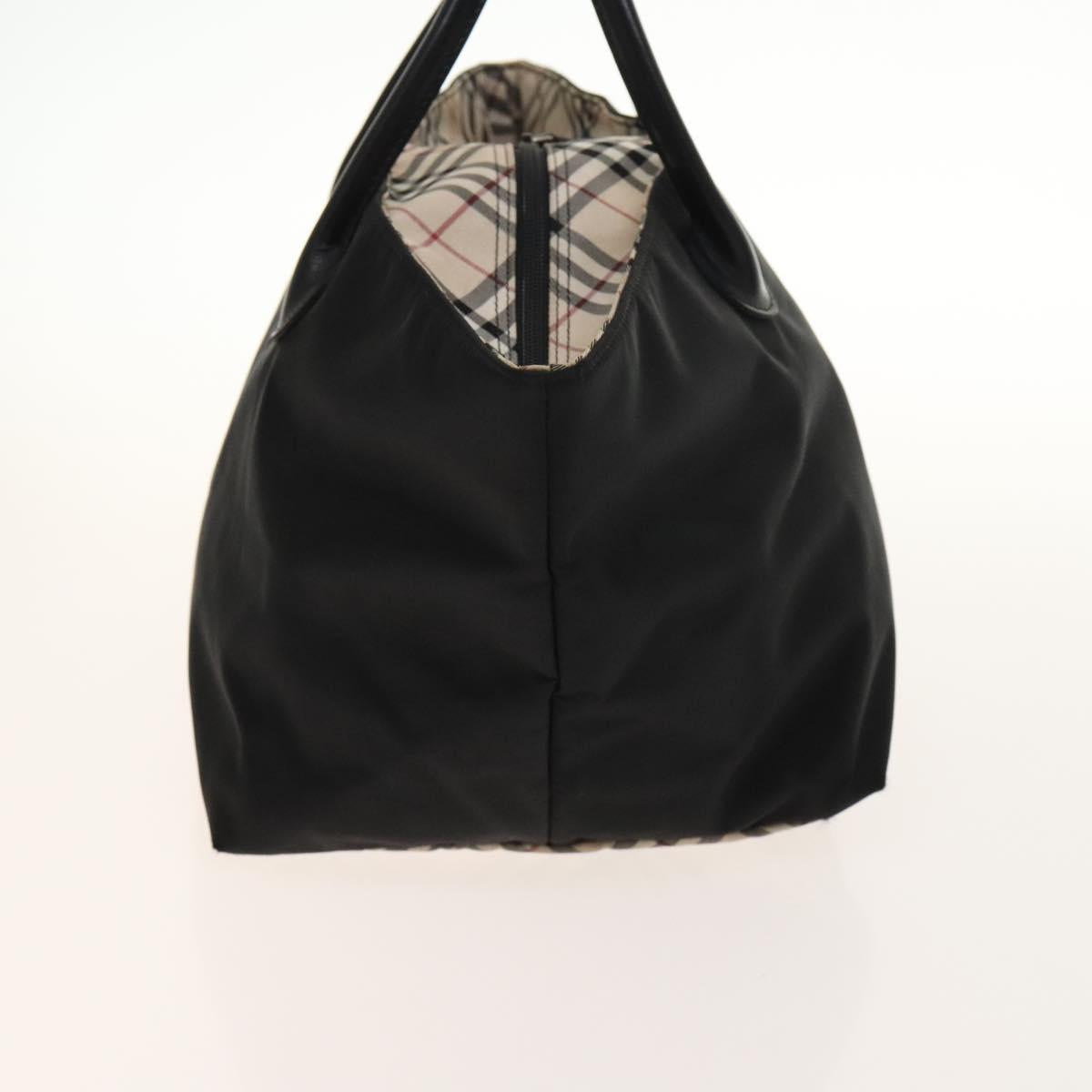 BURBERRY Nova Check Hand Bag Nylon 2Set Black Blue Auth gh596