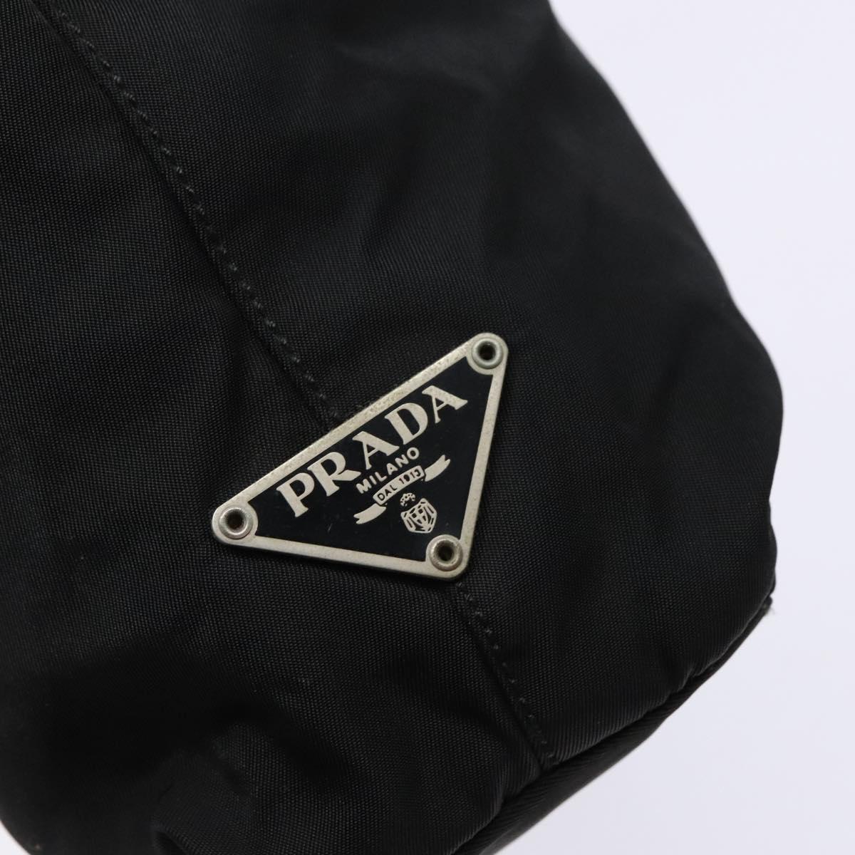 PRADA Hand Bag Nylon Black Silver Auth gh600