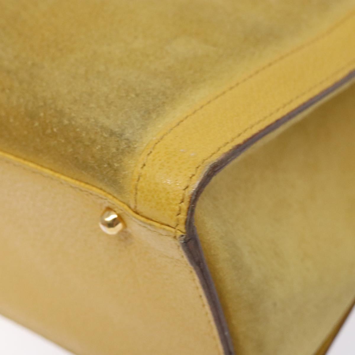 GUCCI Bamboo Hand Bag Suede Leather Yellow Gold 002 2853 0260 0 Auth gh602
