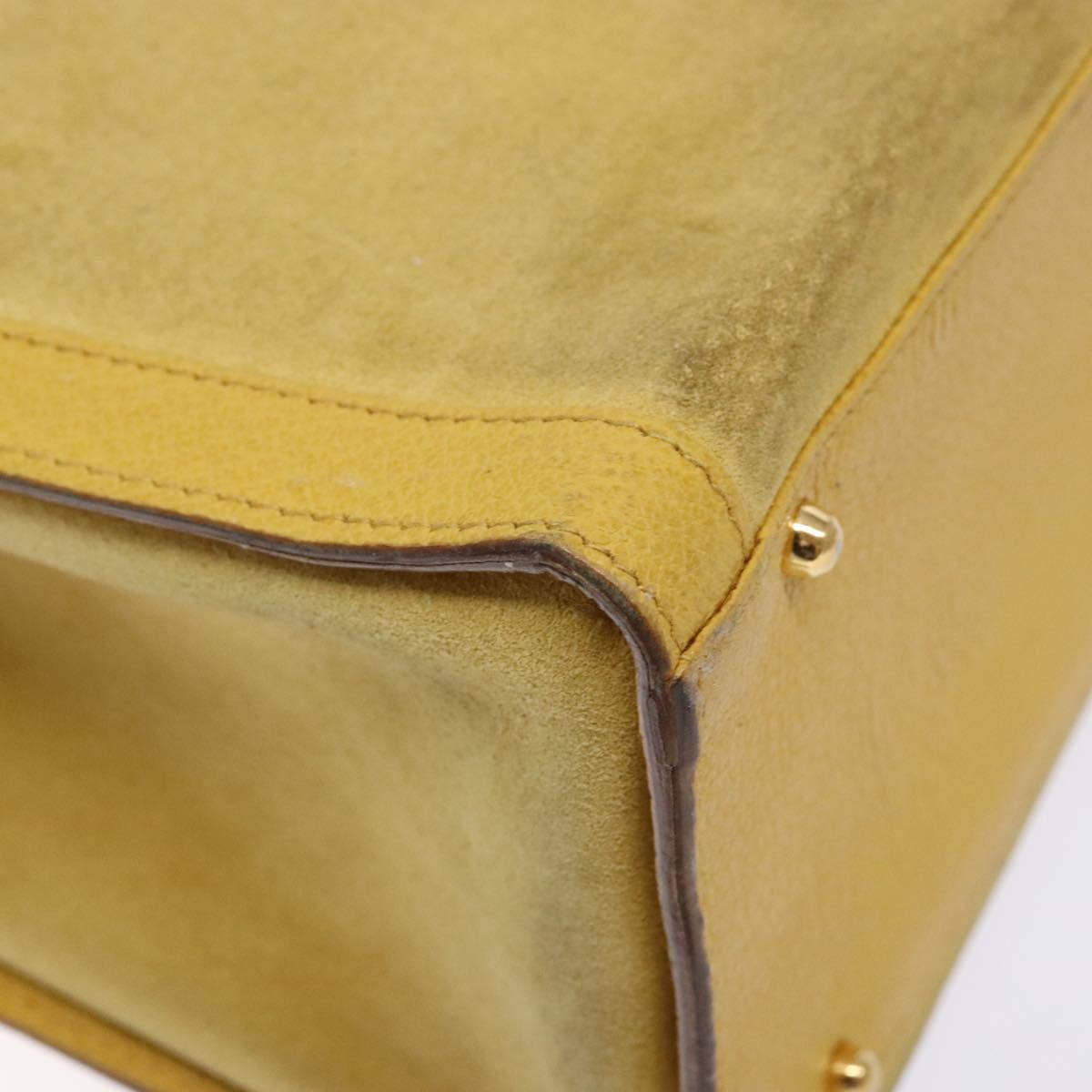 GUCCI Bamboo Hand Bag Suede Leather Yellow Gold 002 2853 0260 0 Auth gh602