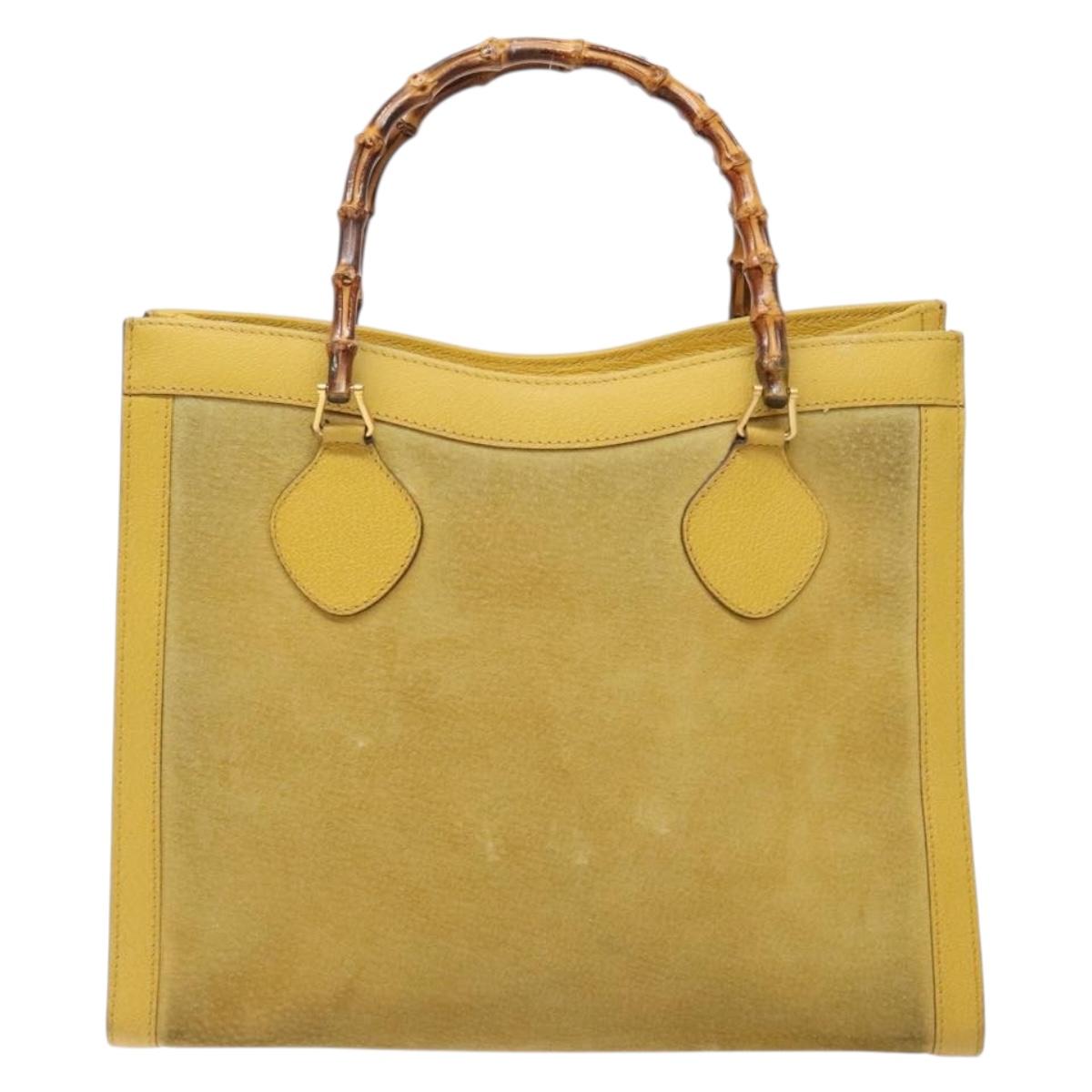GUCCI Bamboo Hand Bag Suede Leather Yellow Gold 002 2853 0260 0 Auth gh602