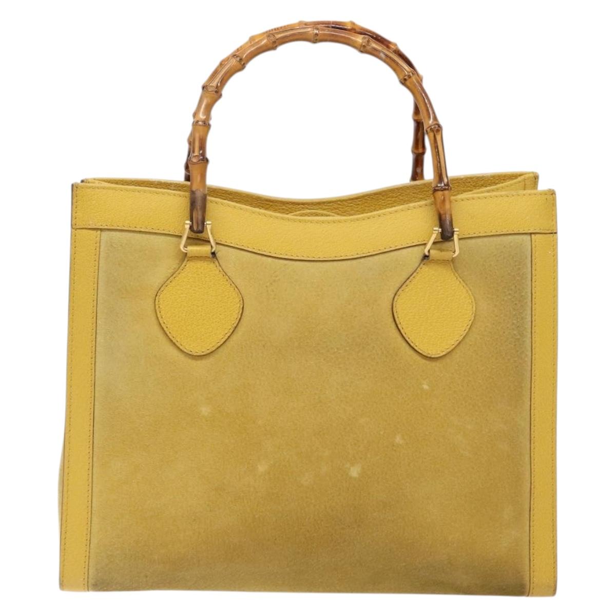 GUCCI Bamboo Hand Bag Suede Leather Yellow Gold 002 2853 0260 0 Auth gh602