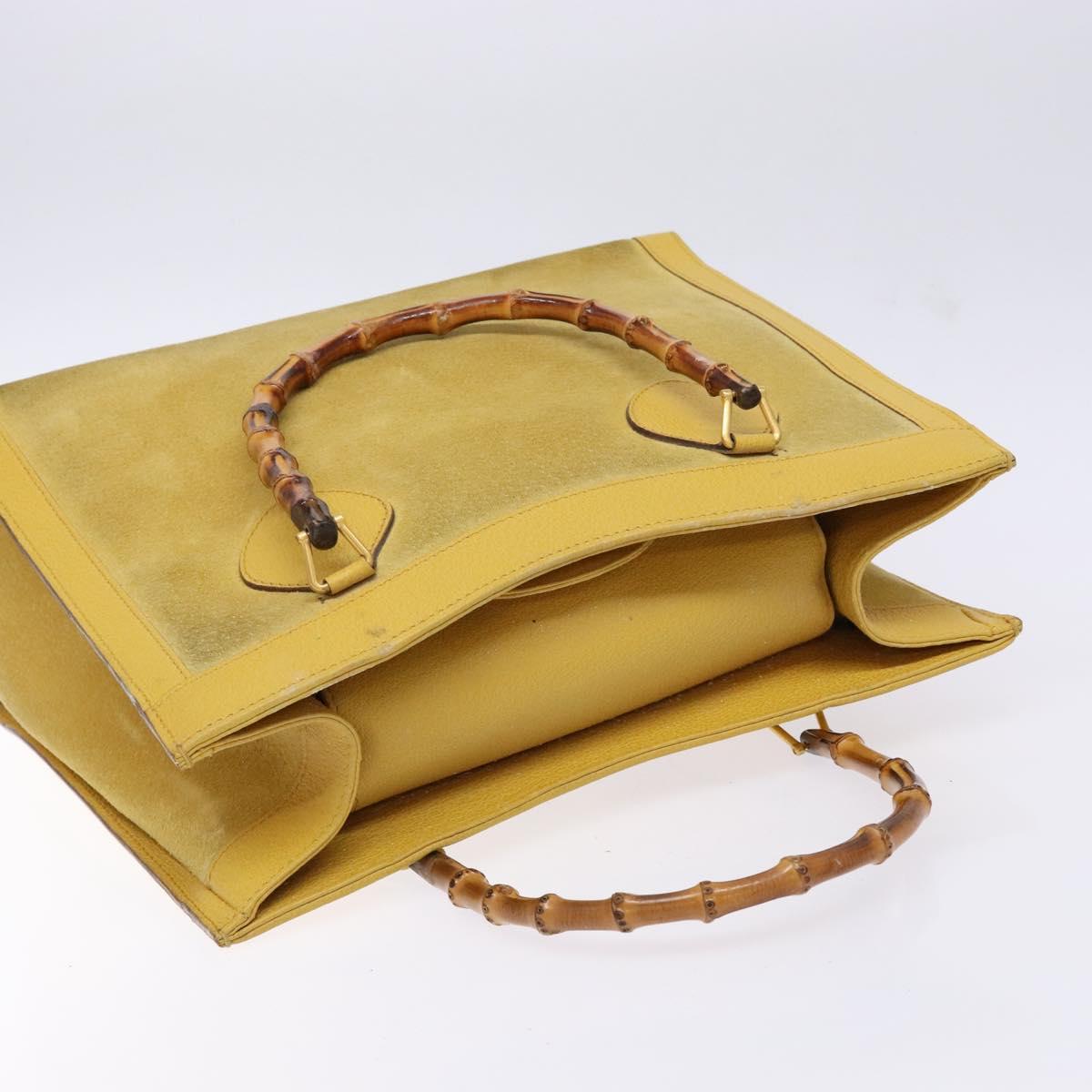 GUCCI Bamboo Hand Bag Suede Leather Yellow Gold 002 2853 0260 0 Auth gh602