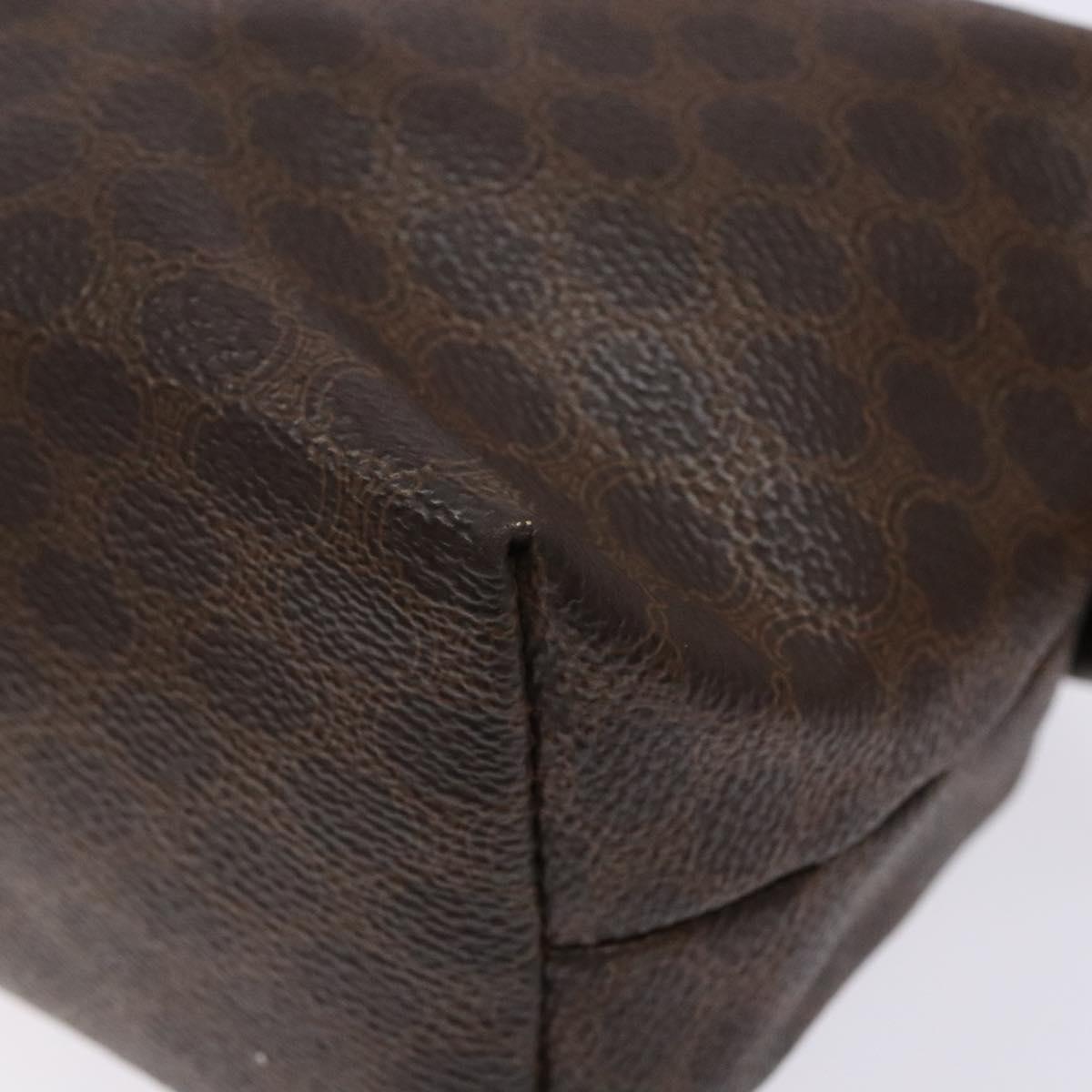 CELINE Macadam Canvas Clutch Bag PVC Leather Brown Gold Auth gh607