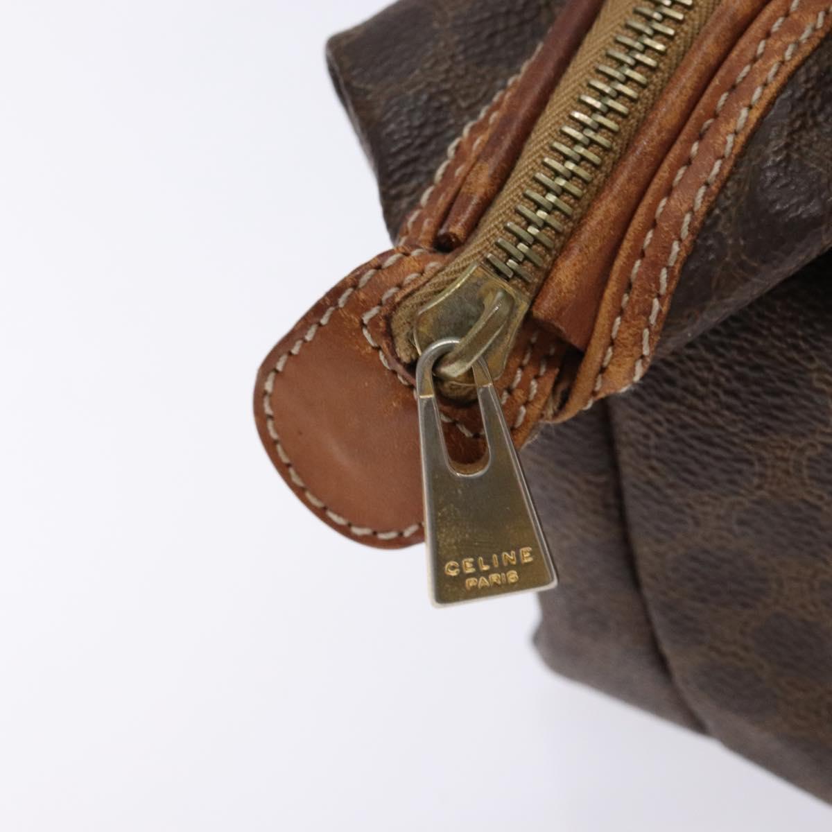 CELINE Macadam Canvas Clutch Bag PVC Leather Brown Gold Auth gh607