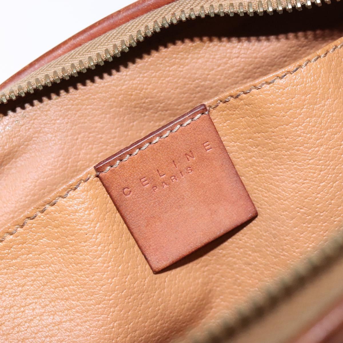 CELINE Macadam Canvas Clutch Bag PVC Leather Brown Gold Auth gh607