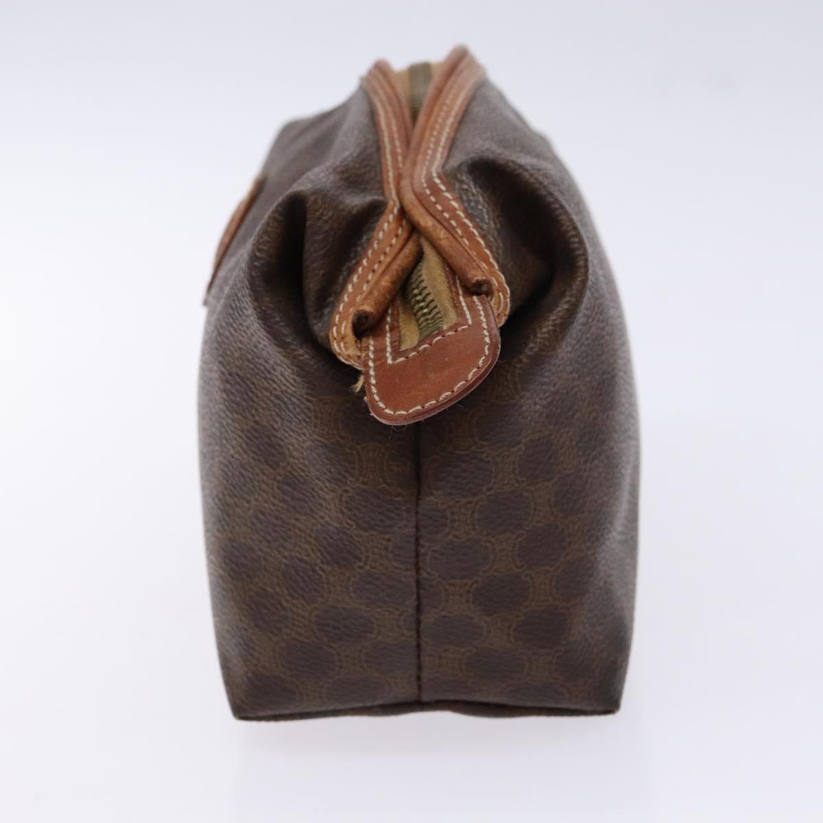 CELINE Macadam Canvas Clutch Bag PVC Leather Brown Gold Auth gh607