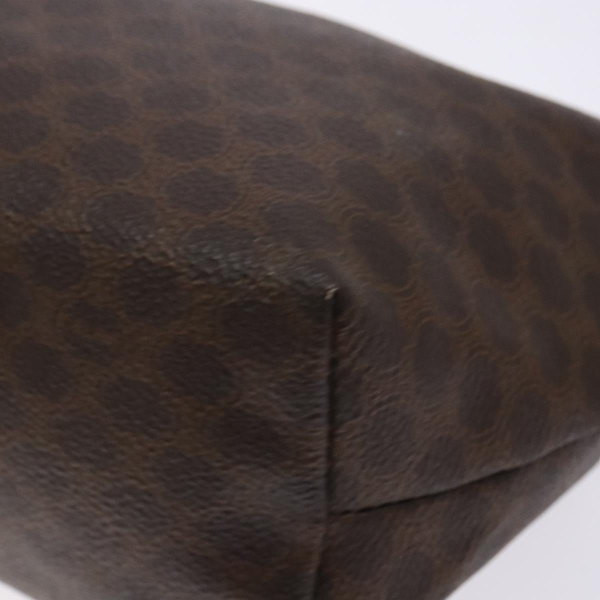 CELINE Macadam Canvas Clutch Bag PVC Leather Brown Gold Auth gh607