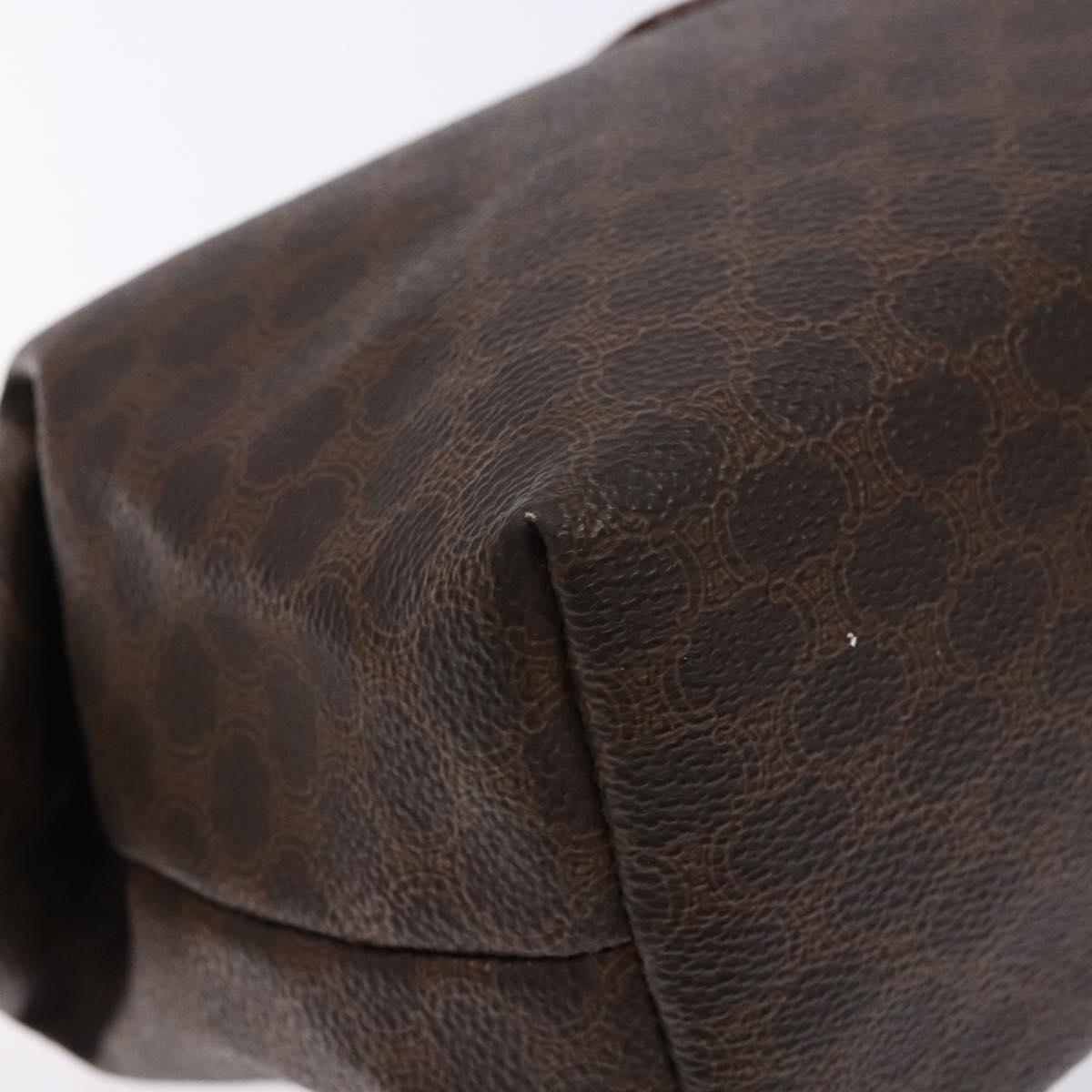 CELINE Macadam Canvas Clutch Bag PVC Leather Brown Gold Auth gh607