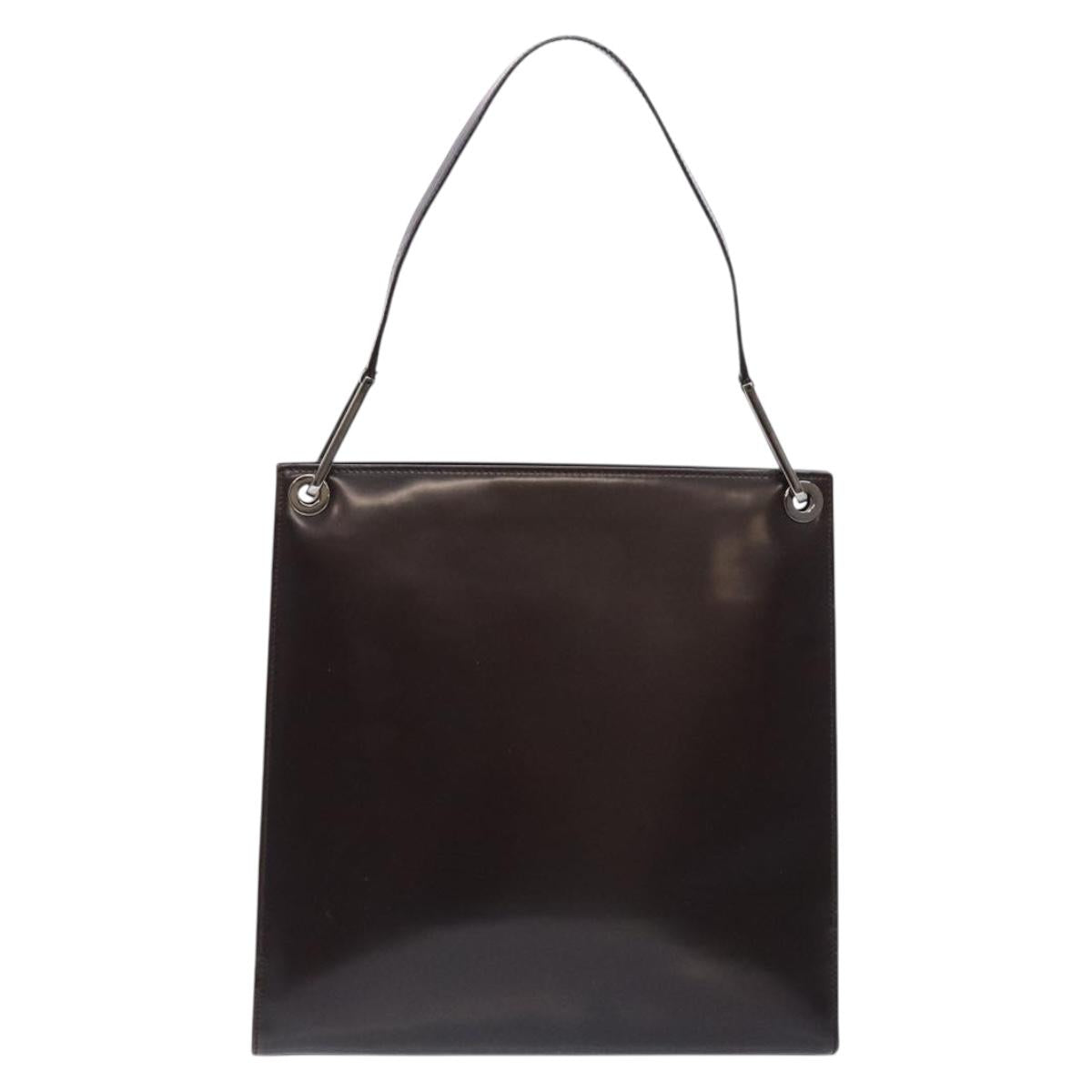 GUCCI Shoulder Bag Patent leather Black Silver Auth gh609