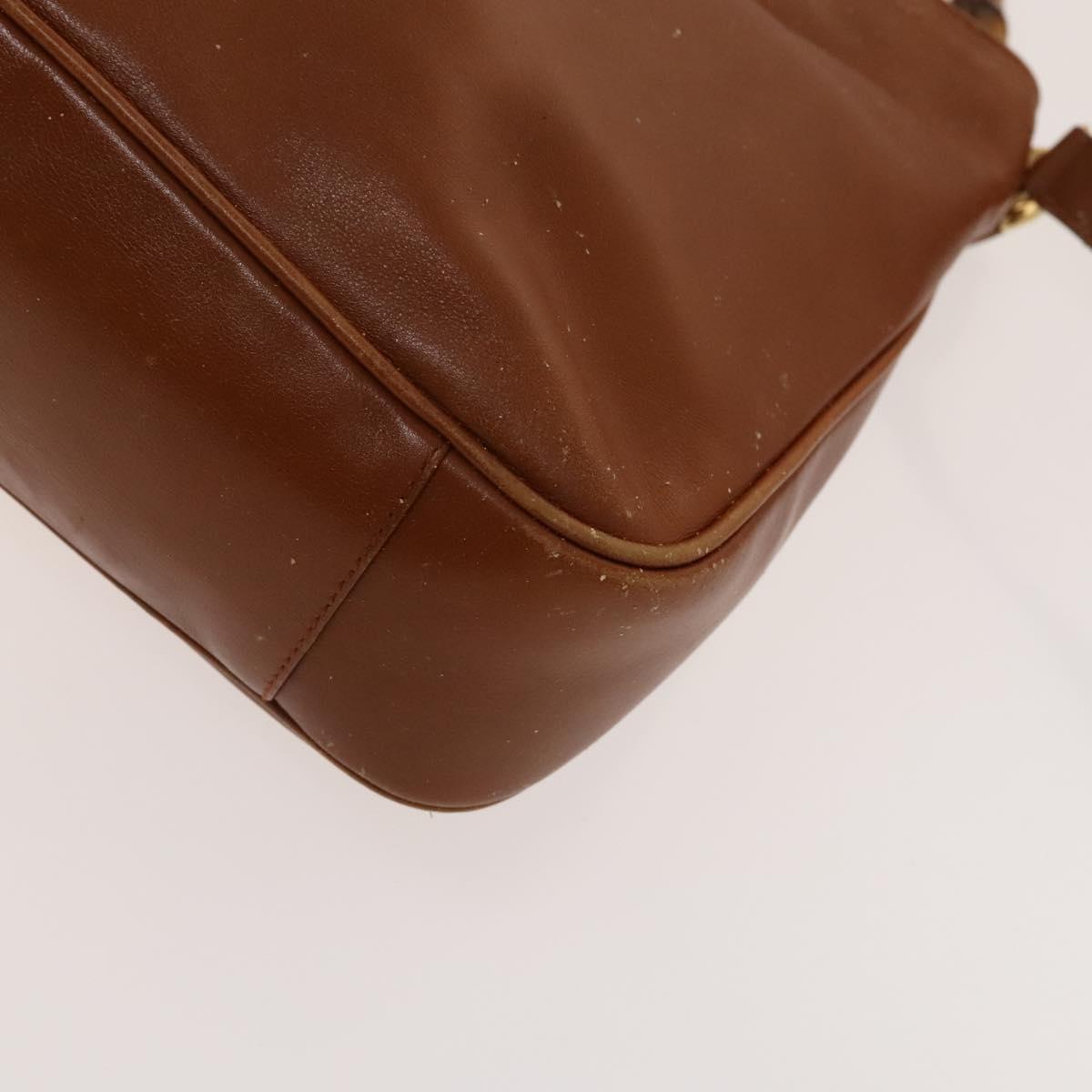 GUCCI Bamboo Hand Bag Leather 2way Brown Gold 001 2113 1638 Auth gh612