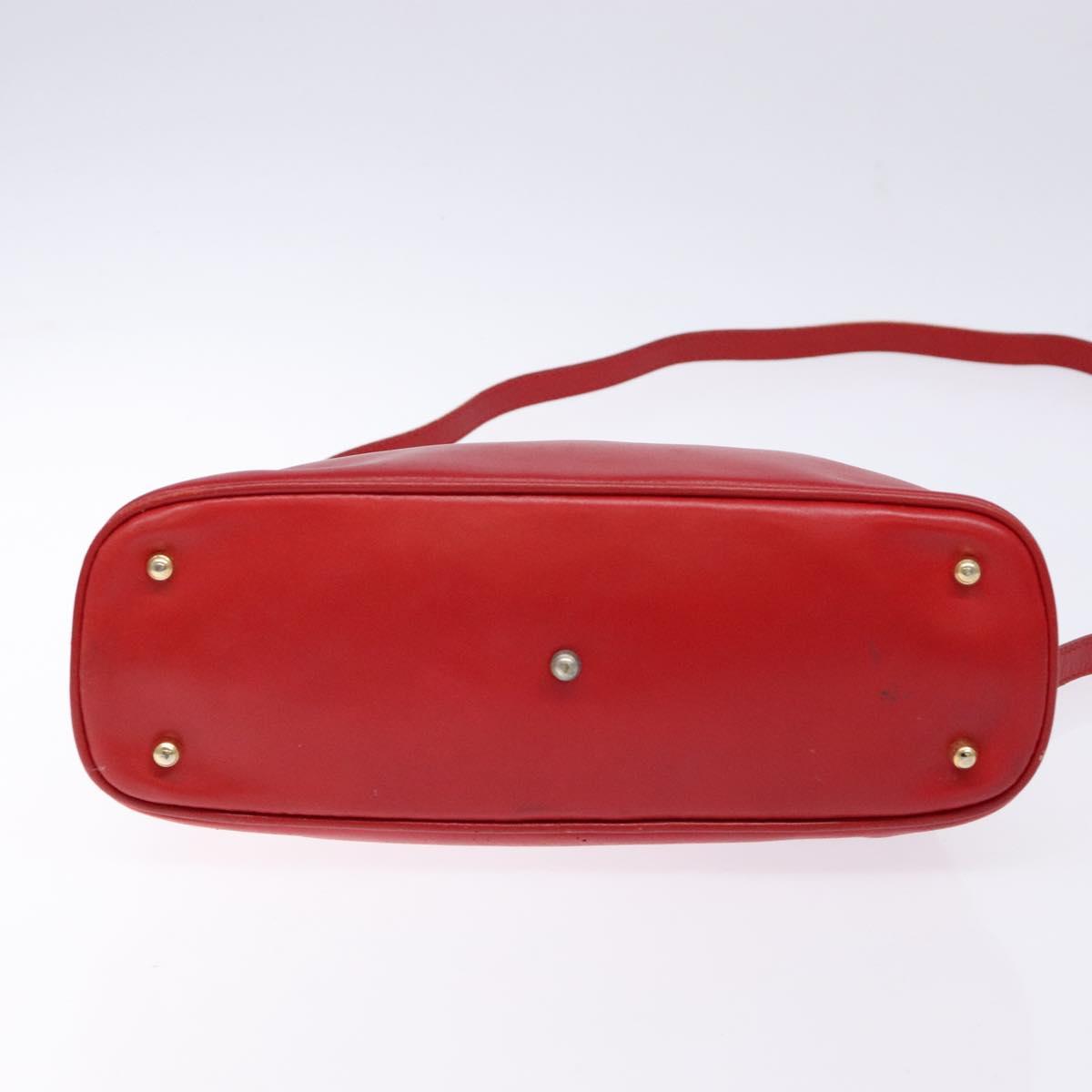 GUCCI Bamboo Hand Bag Leather 2way Red Gold Auth gh613