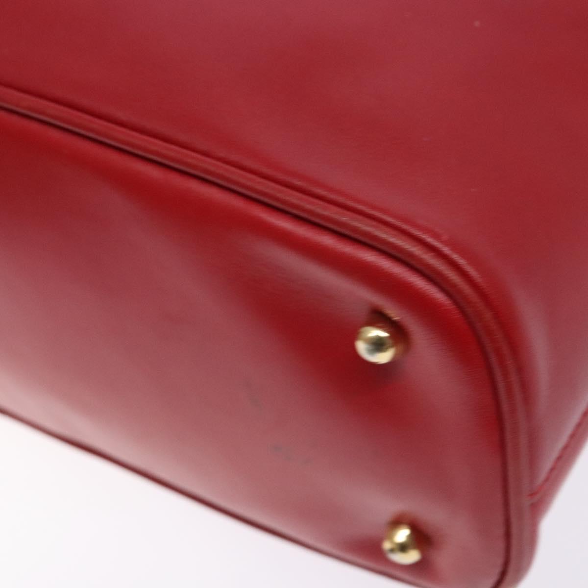 GUCCI Bamboo Hand Bag Leather 2way Red Gold Auth gh613
