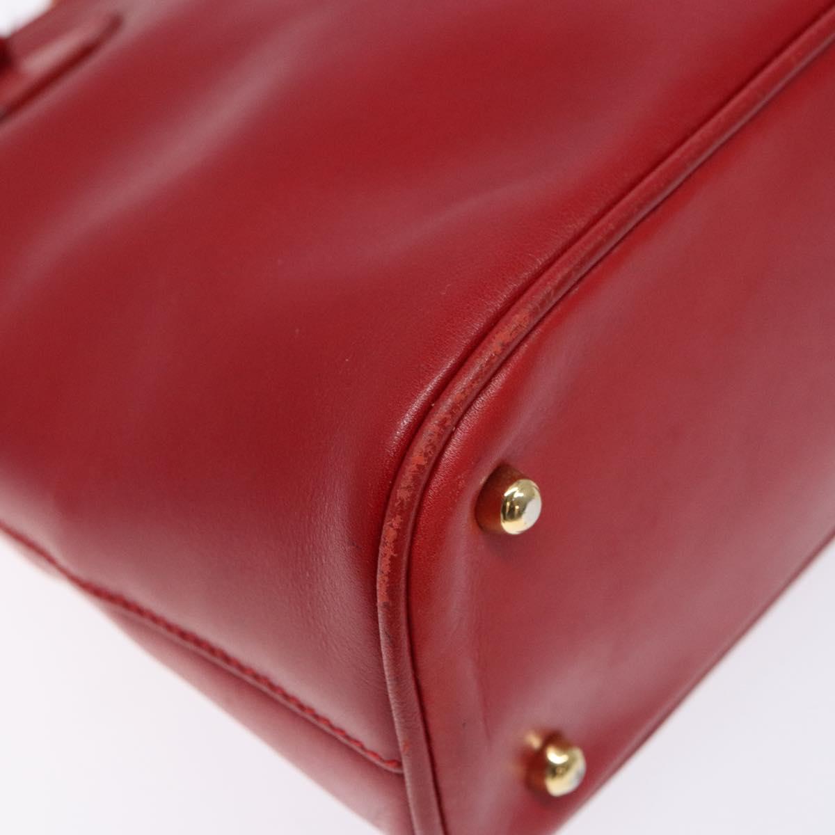 GUCCI Bamboo Hand Bag Leather 2way Red Gold Auth gh613