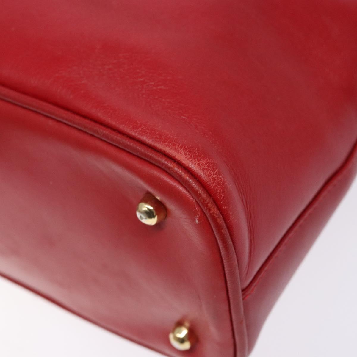 GUCCI Bamboo Hand Bag Leather 2way Red Gold Auth gh613