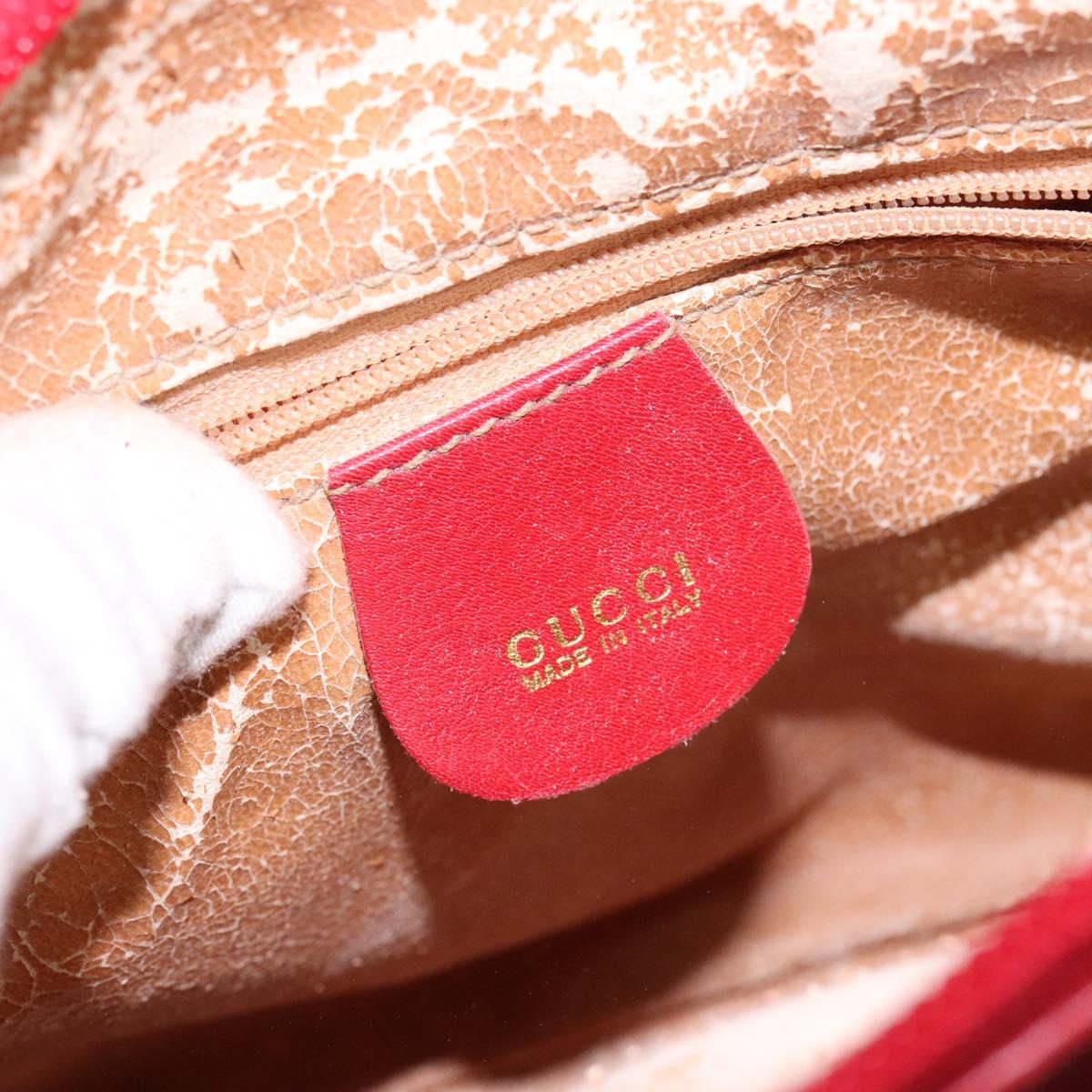 GUCCI Bamboo Hand Bag Leather 2way Red Gold Auth gh613