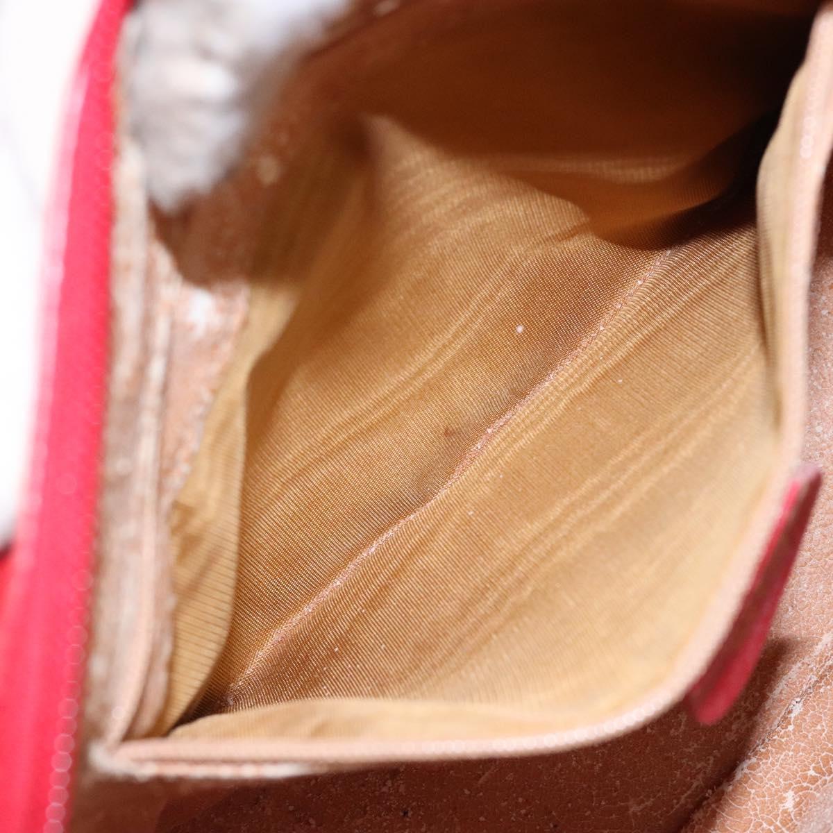 GUCCI Bamboo Hand Bag Leather 2way Red Gold Auth gh613