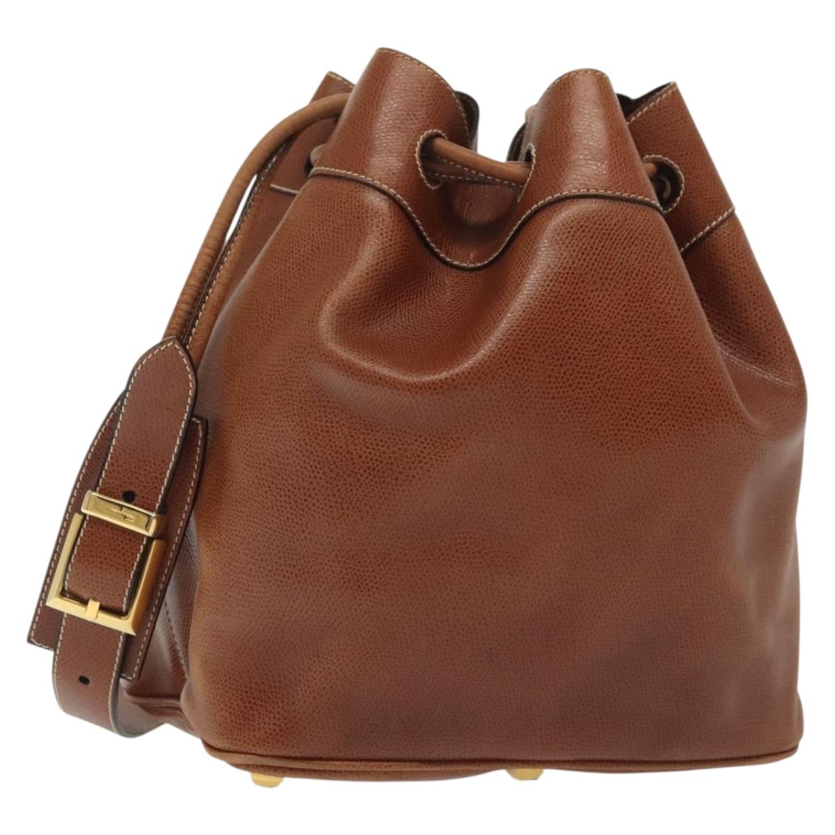 Salvatore Ferragamo Shoulder Bag Leather Brown Auth gh614