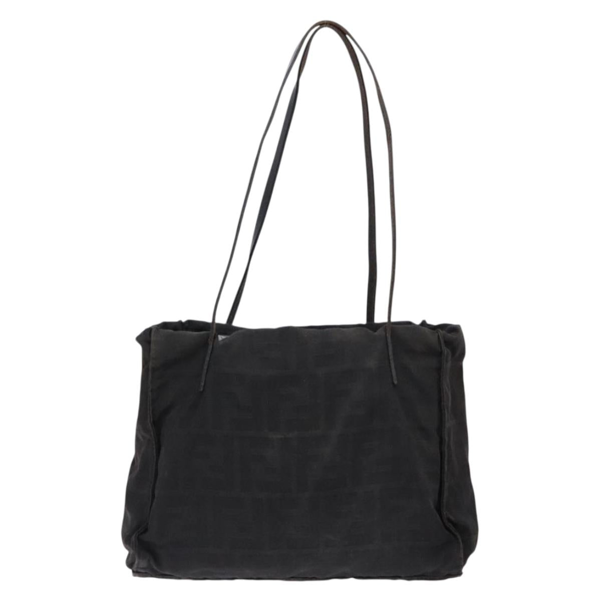 FENDI Zucca Canvas Tote Bag Black Silver Auth gh617