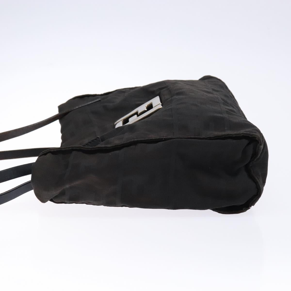 FENDI Zucca Canvas Tote Bag Black Silver Auth gh617