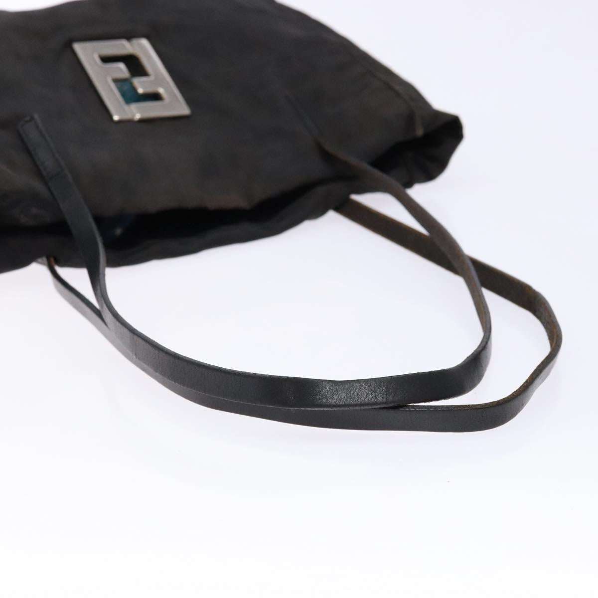 FENDI Zucca Canvas Tote Bag Black Silver Auth gh617