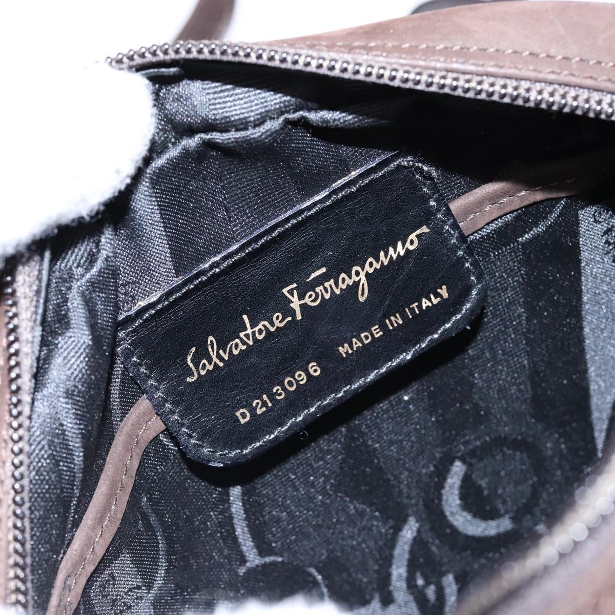 Salvatore Ferragamo Vala Shoulder Bag Suede Brown Gold Auth gh619