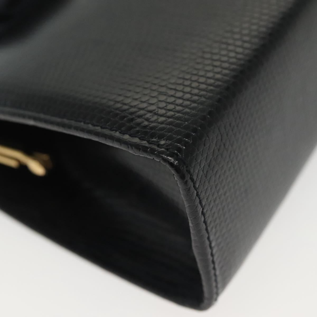 Salvatore Ferragamo Vala Chain Shoulder Bag Leather Navy Gold Auth gh620