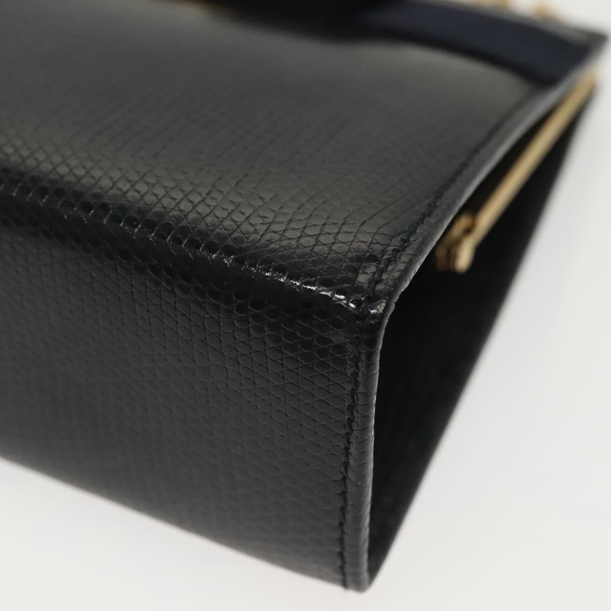 Salvatore Ferragamo Vala Chain Shoulder Bag Leather Navy Gold Auth gh620