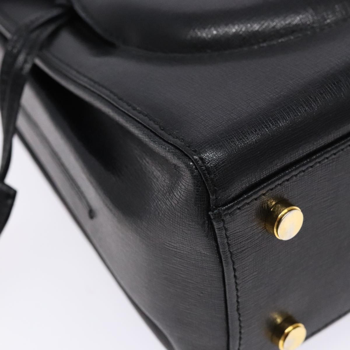Salvatore Ferragamo Hand Bag Leather 2way Black Gold Auth gh621