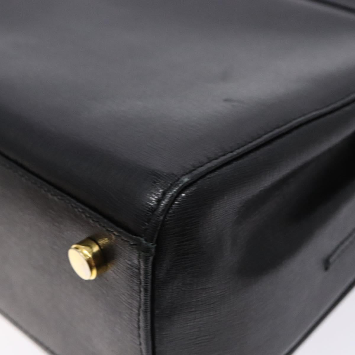Salvatore Ferragamo Hand Bag Leather 2way Black Gold Auth gh621