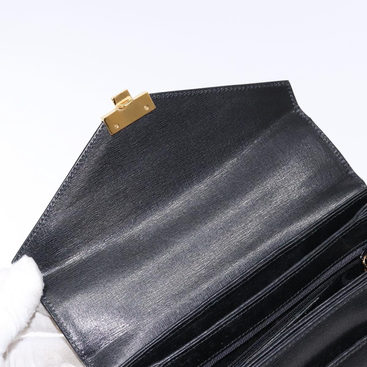 Salvatore Ferragamo Hand Bag Leather 2way Black Gold Auth gh621
