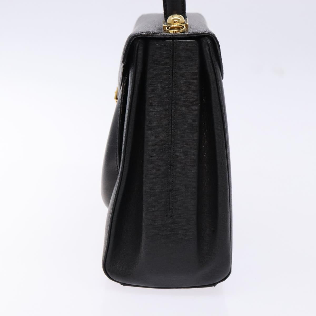 Salvatore Ferragamo Hand Bag Leather 2way Black Gold Auth gh621